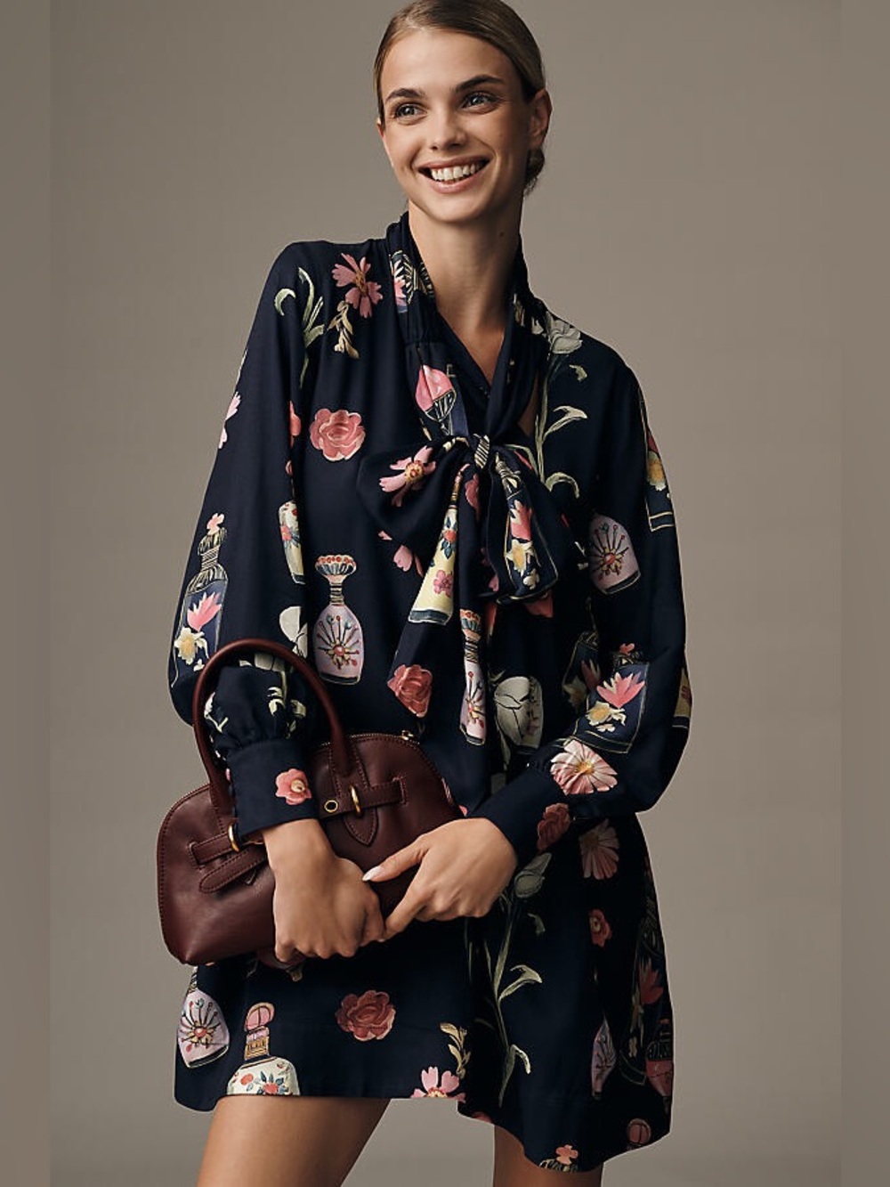 NWT Size XS -  The Caroline Tie-Neck Mini Dress by Maeve (NWT US$ 198)